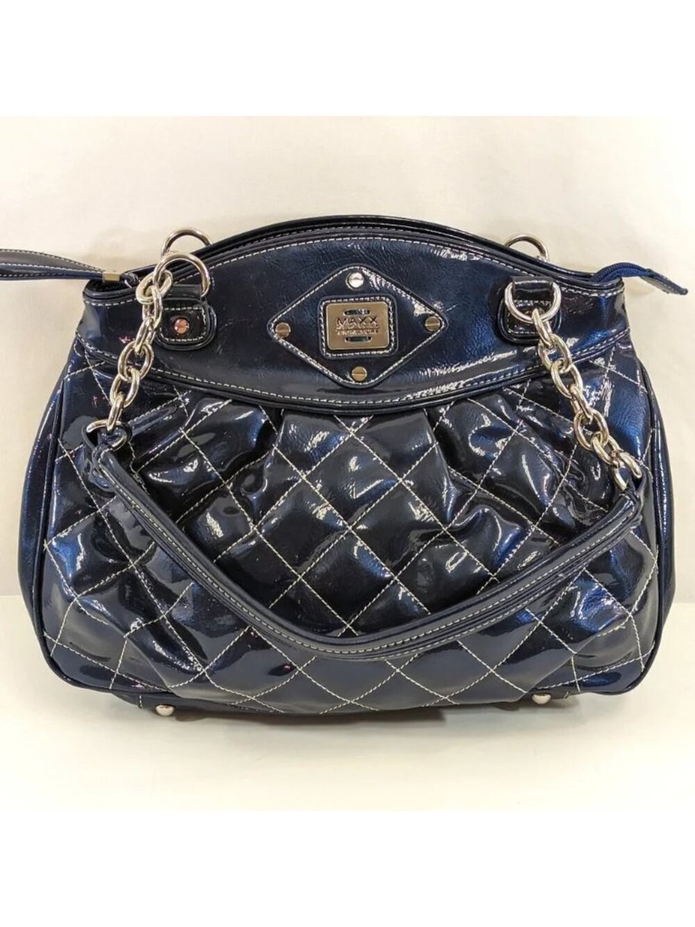 Maxx  New York Quilted Leather Blue Satchel